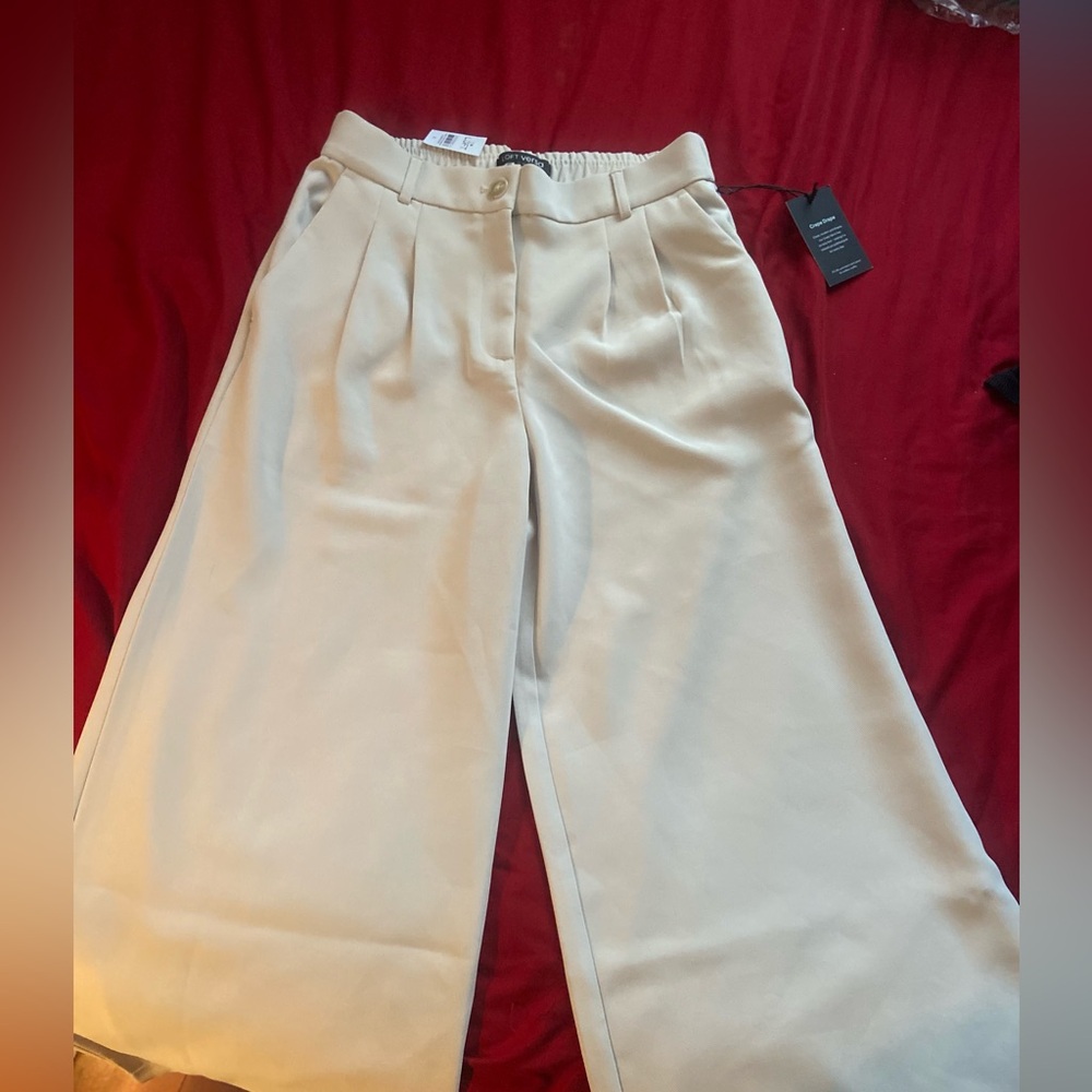 LOFT Beige Pleated Trousers